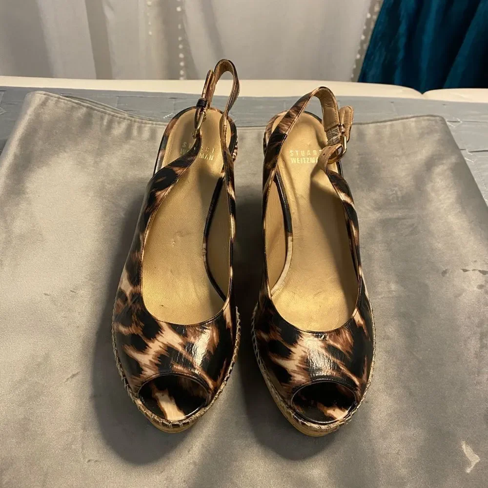 Stuart Weitzman leopard leather wedges, size 8 - Picture 4 of 10